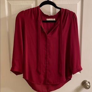 Red Tie Neck Blouse